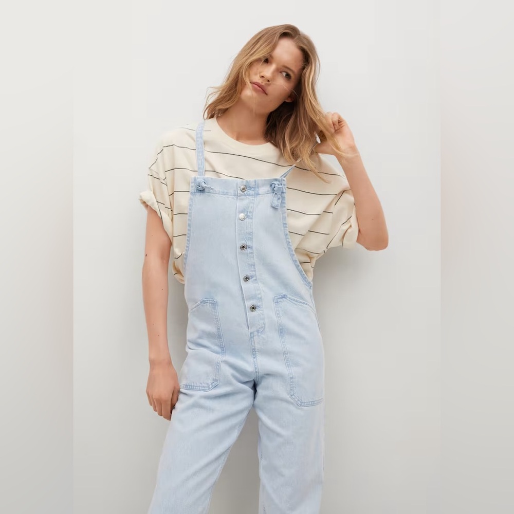 Mango Lined denim dungarees